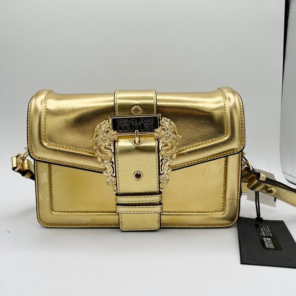 VERSACE COUTURE Gold Metallic Leather Shoulder Bag - Picture 2 of 13